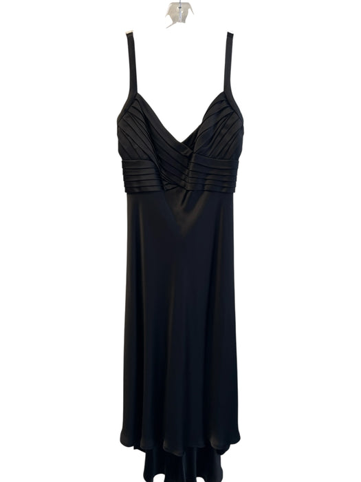 Carmen Marc Valvo Size 16 Black Acetate Sleeveless Pleated Detail V Neck Dress Black / 16