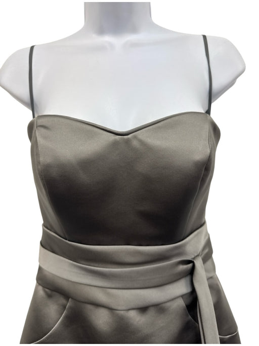 Priscilla of Boston Size 4 Gray Polyester Satin Strapless Belt Detail Gown Gray / 4