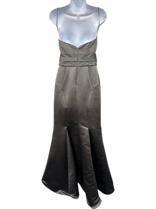 Priscilla of Boston Size 4 Gray Polyester Satin Strapless Belt Detail Gown Gray / 4