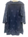 Johnny Was Size XS Navy Blue Rayon Floral Embroidered 3/4 Sleeve Tie Front Robe Navy Blue / XS