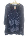 Johnny Was Size XS Navy Blue Rayon Floral Embroidered 3/4 Sleeve Tie Front Robe Navy Blue / XS