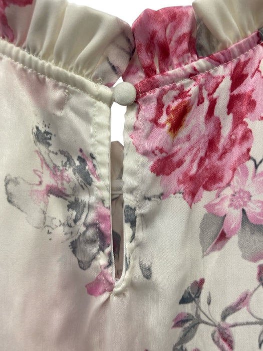 Eva Franco Size 6 White, Pink & Gray Polyester Sleeveless Elastic Waist Dress White, Pink & Gray / 6