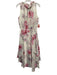 Eva Franco Size 6 White, Pink & Gray Polyester Sleeveless Elastic Waist Dress White, Pink & Gray / 6