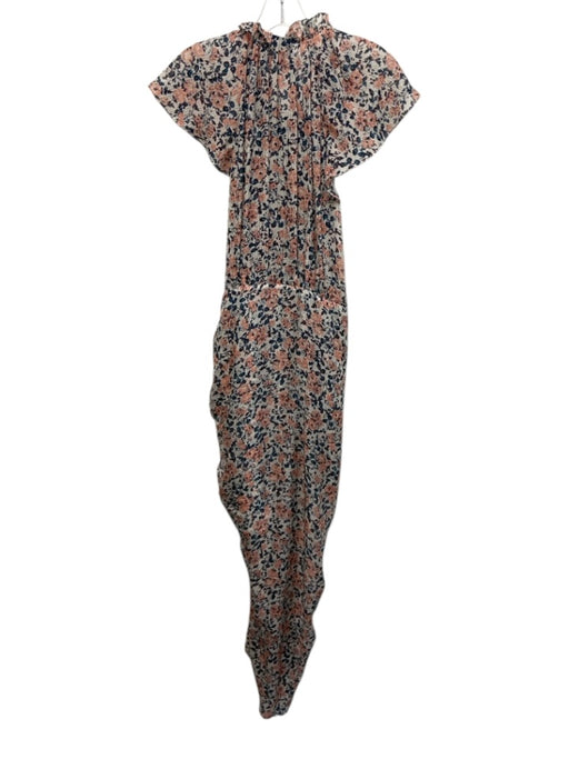 Veronica Beard Size 4 White, Pink & Blue Silk Abstract Floral Cap Sleeve Dress White, Pink & Blue / 4
