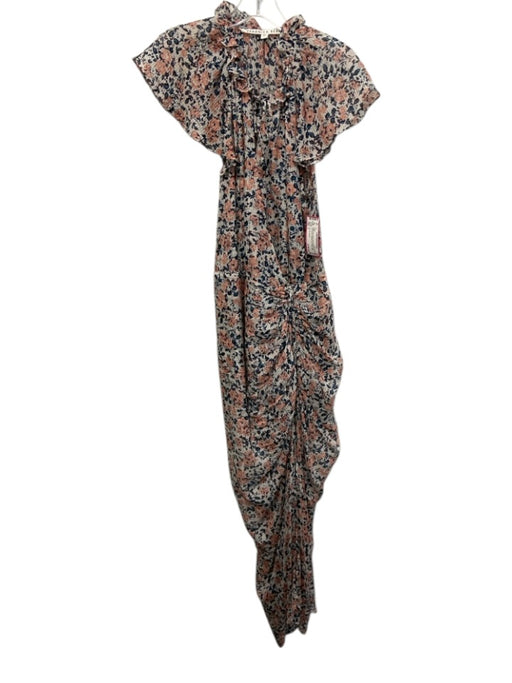 Veronica Beard Size 4 White, Pink & Blue Silk Abstract Floral Cap Sleeve Dress White, Pink & Blue / 4
