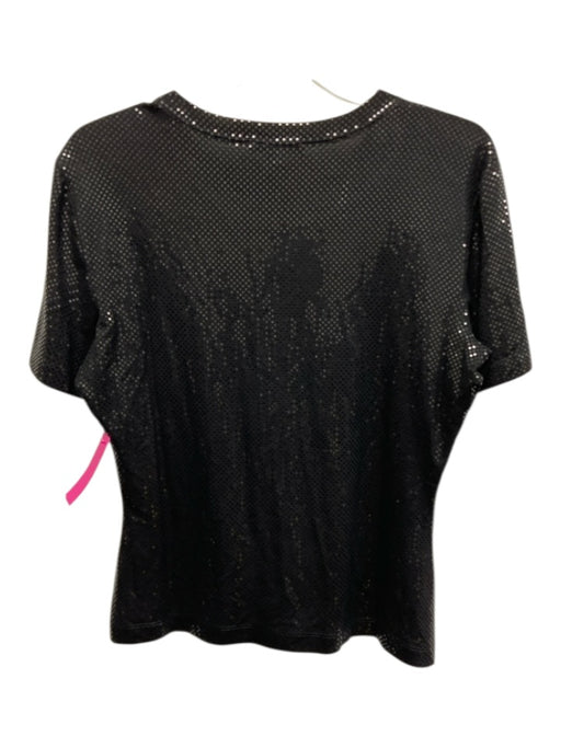 St. John Caviar Size M Black Viscose Blend Short Sleeve Sequined Shimmer Top Black / M