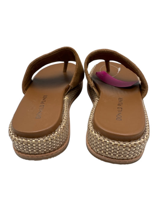 Donald Pliner Shoe Size 8.5 Tan Brown Leather Upper Suede Woven Platform Sandals Tan Brown / 8.5