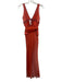 Alberto Makali Size 4 Coral Pink Silk Beaded Double V Sleeveless Sash Gown Coral Pink / 4