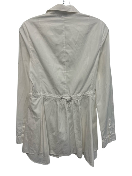 Akris Size 4 White Cotton Button Down Drawstring Collapsible Long Sleeve Top White / 4