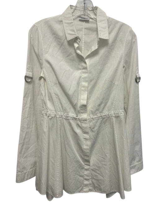 Akris Size 4 White Cotton Button Down Drawstring Collapsible Long Sleeve Top White / 4