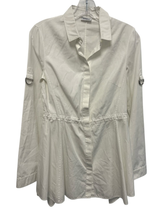 Akris Size 4 White Cotton Button Down Drawstring Collapsible Long Sleeve Top White / 4