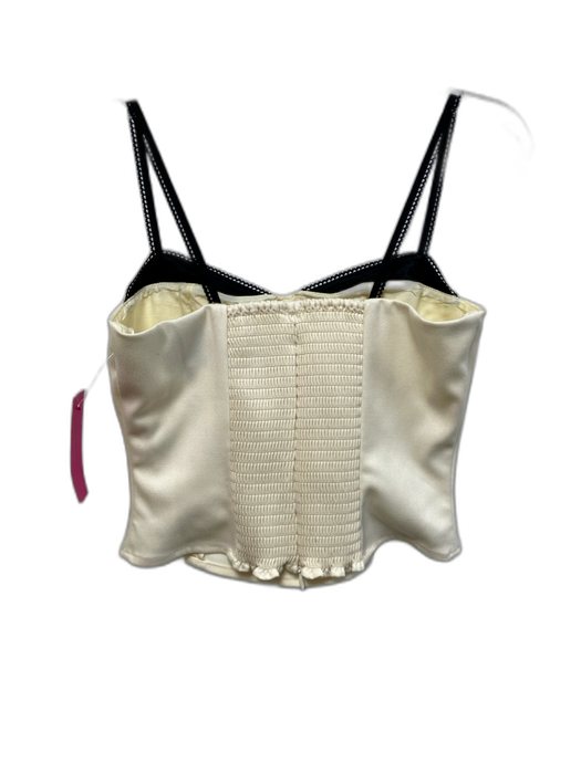 Reformation Size 0 White & Black Polyester Lace Detail Spaghetti Strap Top White & Black / 0