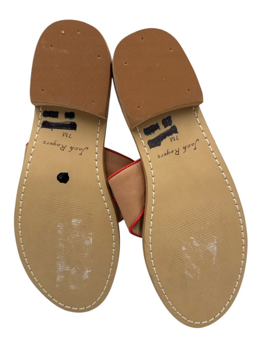 Jack Rogers Shoe Size 7 Brown, Black, Red Leather Dog Detail Thong Sandals Brown, Black, Red / 7