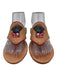 Jack Rogers Shoe Size 7 Brown, Black, Red Leather Dog Detail Thong Sandals Brown, Black, Red / 7
