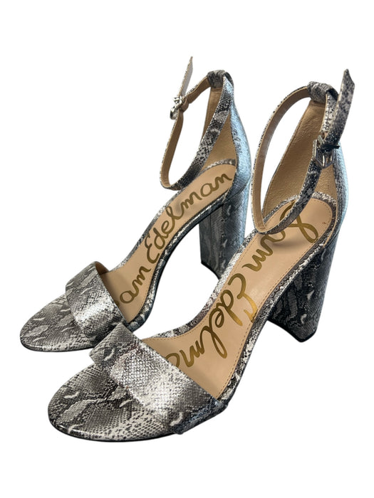 Sam Edelman Shoe Size 9 Gray & Silver Manmade Material open toe Block heel Shoes Gray & Silver / 9