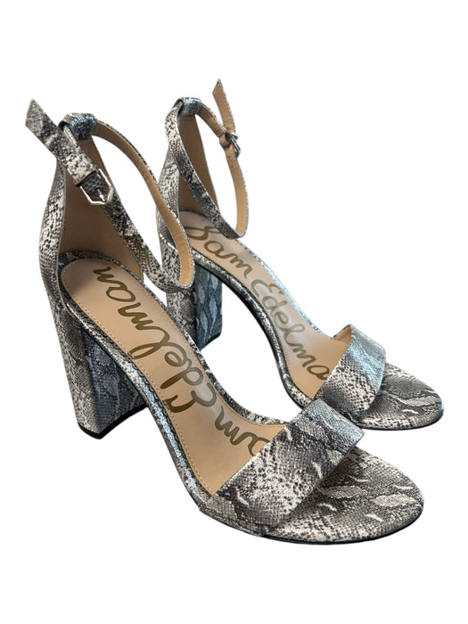 Sam Edelman Shoe Size 9 Gray & Silver Manmade Material open toe Block heel Shoes Gray & Silver / 9
