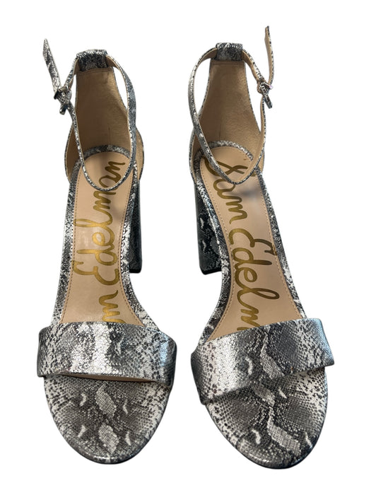 Sam Edelman Shoe Size 9 Gray & Silver Manmade Material open toe Block heel Shoes Gray & Silver / 9