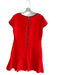 STS Size 6 Red Polyester Short Sleeve V Neck Back Zip Pleated Hem Dress Red / 6