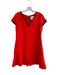 STS Size 6 Red Polyester Short Sleeve V Neck Back Zip Pleated Hem Dress Red / 6