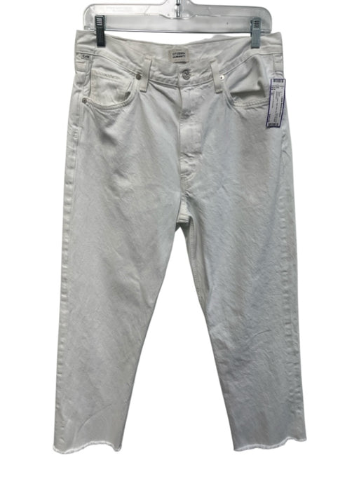 Citizens of Humanity Size 30 White Cotton High Rise Zip Fly Straight Jeans White / 30