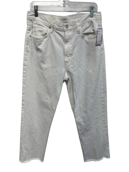 Citizens of Humanity Size 30 White Cotton High Rise Zip Fly Straight Jeans White / 30