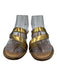 Jimmy Choo Shoe Size 37 Beige & Gold Leather Toe Strap Open Toe Sandals Beige & Gold / 37