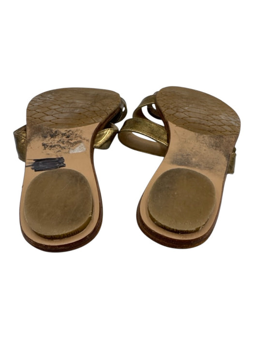 Jimmy Choo Shoe Size 37 Beige & Gold Leather Toe Strap Open Toe Sandals Beige & Gold / 37