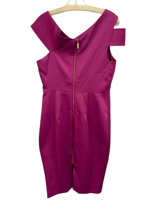 Ted Baker Size 3 Fuchsia Purple Polyester Off Shoulder Cutout Sleeve Dress Fuchsia Purple / 3