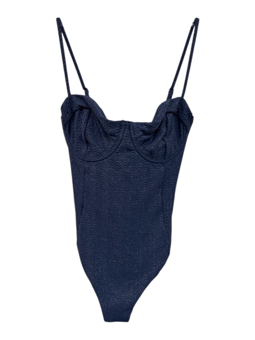 Milly Cabana Size M Navy blue & silver Polyamide Blend Metallic Thread Swimsuit Navy blue & silver / M