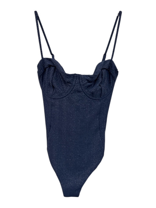 Milly Cabana Size M Navy blue & silver Polyamide Blend Metallic Thread Swimsuit Navy blue & silver / M