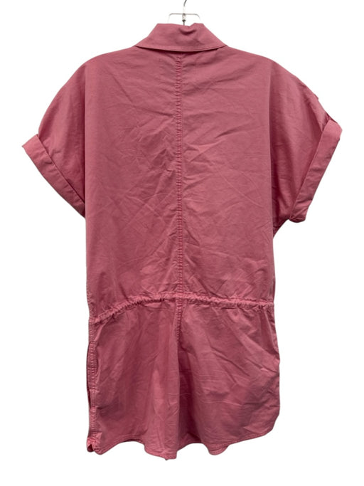 Pistola Size S Pink Cotton Blend Short Sleeve Zip Front Drawstring Waist Romper Pink / S