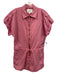 Pistola Size S Pink Cotton Blend Short Sleeve Zip Front Drawstring Waist Romper Pink / S