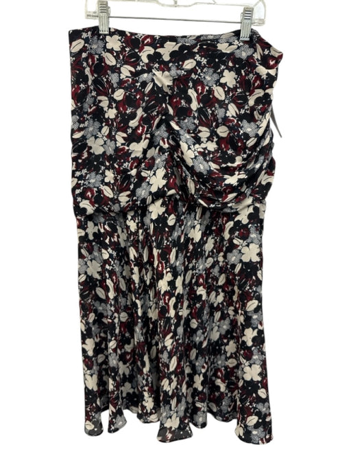 Veronica Beard Size 8 Navy blue, black & white Silk Floral Ruched Midi Skirt Navy blue, black & white / 8