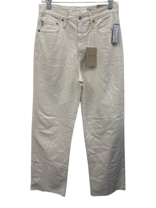 AG Adriano Goldschmied Size 27 Cream White Cotton Denim High Rise Wide Leg Jeans Cream White / 27