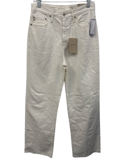 AG Adriano Goldschmied Size 27 Cream White Cotton Denim High Rise Wide Leg Jeans Cream White / 27