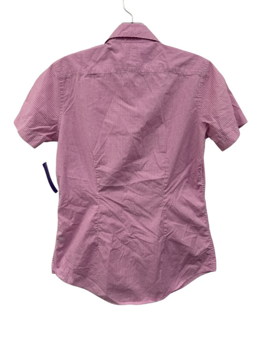 Ann Mashburn Size S Pink & White Cotton Gingham Short Sleeve Button Up Shirt Top Pink & White / S