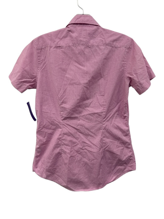 Ann Mashburn Size S Pink & White Cotton Gingham Short Sleeve Button Up Shirt Top Pink & White / S