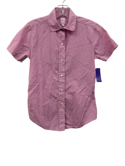 Ann Mashburn Size S Pink & White Cotton Gingham Short Sleeve Button Up Shirt Top Pink & White / S