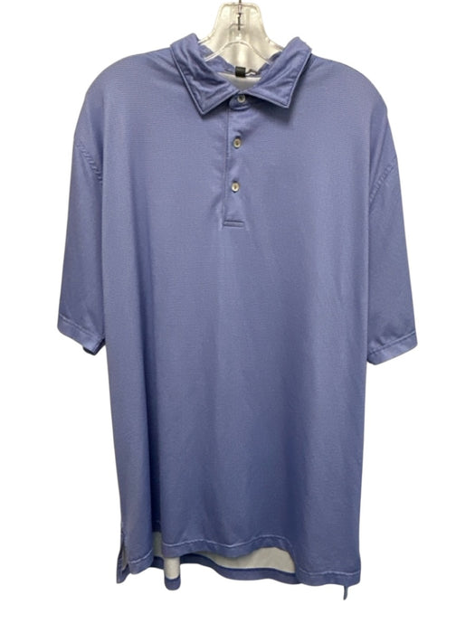 Peter Millar Size XL Blue & White Synthetic Micro Athletic Polo Short Sleeve Blue & White / XL
