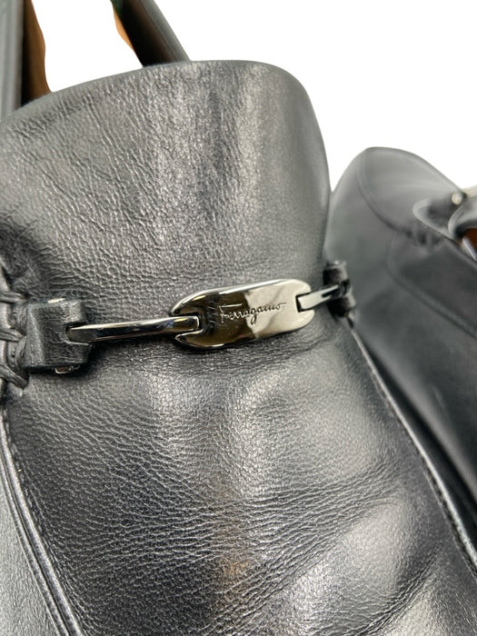 Ferragamo Shoe Size 10D Black Leather Solid Dress Men's Shoes Black / 10D