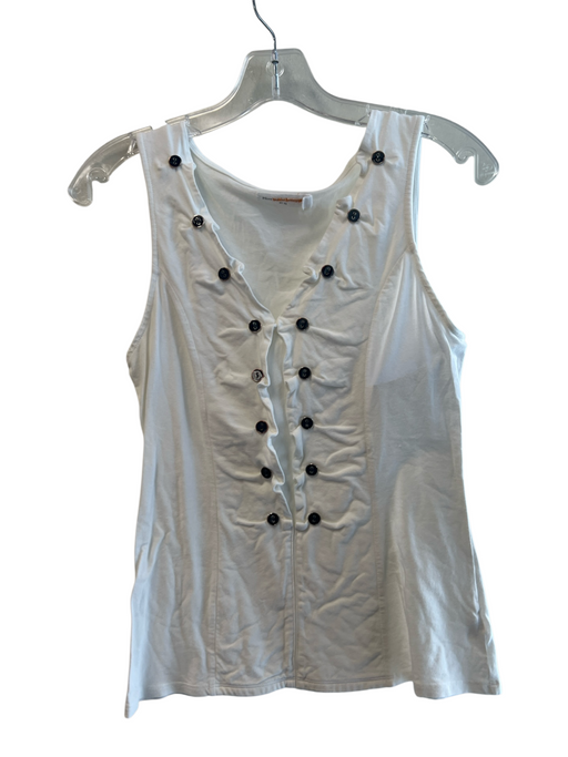 Pilcro Size XS White Cotton Blend Sleeveless solid color Button Detail Top White / XS