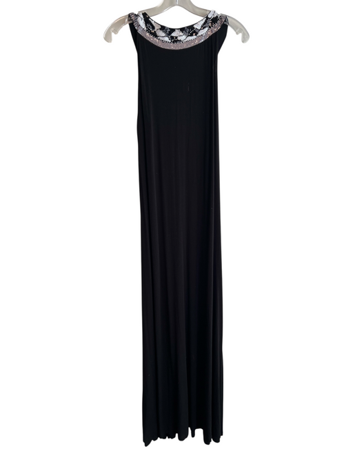 Neiman Marcus Size L Black Rayon Sleeveless Beaded Design V Neck Dress Black / L