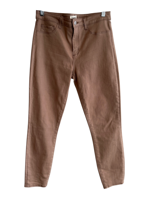 L'agence Size 29 Brown Cotton Blend Coated Mid Rise Zip Fly Skinny Jeans Brown / 29