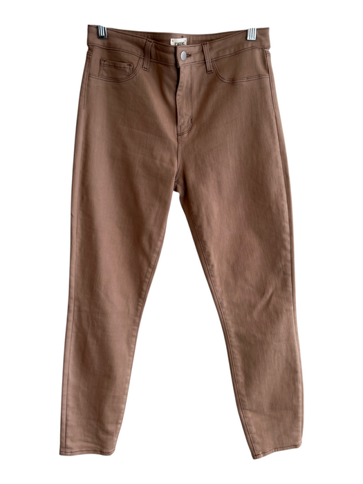 L'agence Size 29 Brown Cotton Blend Coated Mid Rise Zip Fly Skinny Jeans Brown / 29