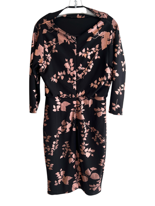 Belle Badgley Mischka Size 8 Black & Copper Polyester Blend Cowl Neck Dress Black & Copper / 8