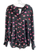 L'agence Size L Black & Pink Silk Collared Button Up Long Sleeve Lips Top Black & Pink / L
