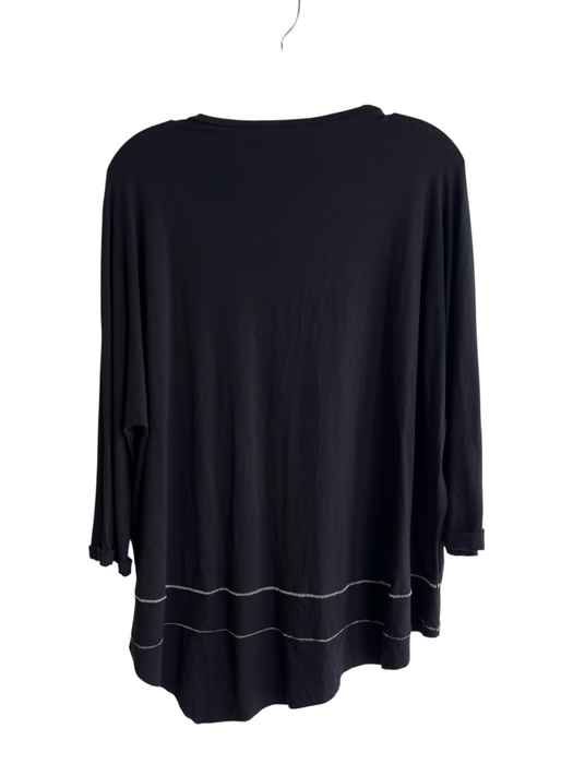OZAI N KU Size M Black Viscose Blend Round Neck Long Sleeve Embroidered Top Black / M