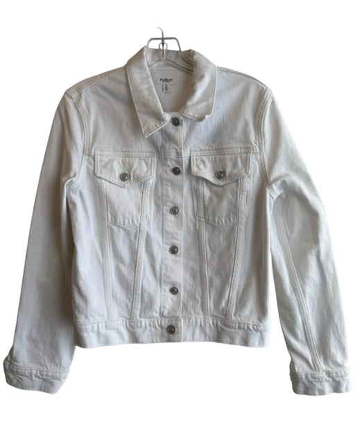Hudson Size M White Cotton Collared Button Down Long Sleeve Denim Jacket White / M