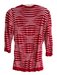 Lafayette 148 Size S Red & White Cotton Blend V Neck Button Down 1/2 sleeve Top Red & White / S