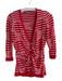 Lafayette 148 Size S Red & White Cotton Blend V Neck Button Down 1/2 sleeve Top Red & White / S
